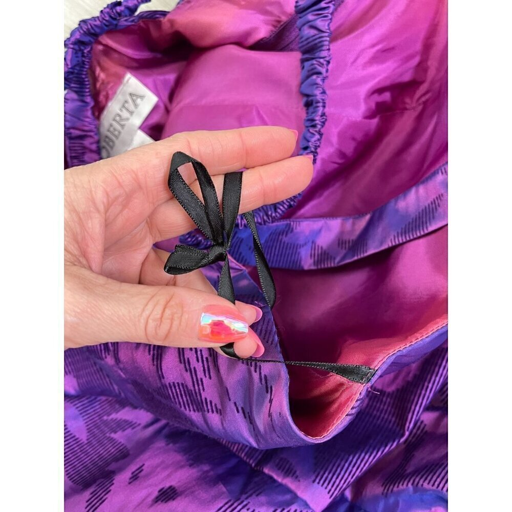 Roberta Purple One Shoulder Jacquard Mini Dress Sz 6 Cocktail Wedding Guest - Picture 9 of 9